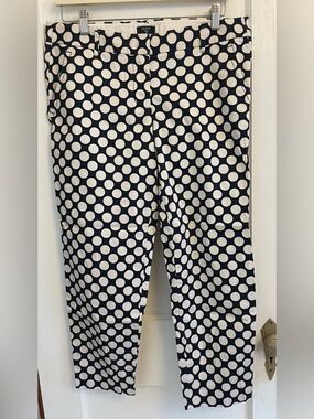 J.Crew Navy & White Polka Dot Capris NWOT